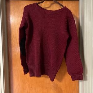 Vintage 1940s Pine Hurst PineHurst 100% Wool Red Sweater with Elbow Patches